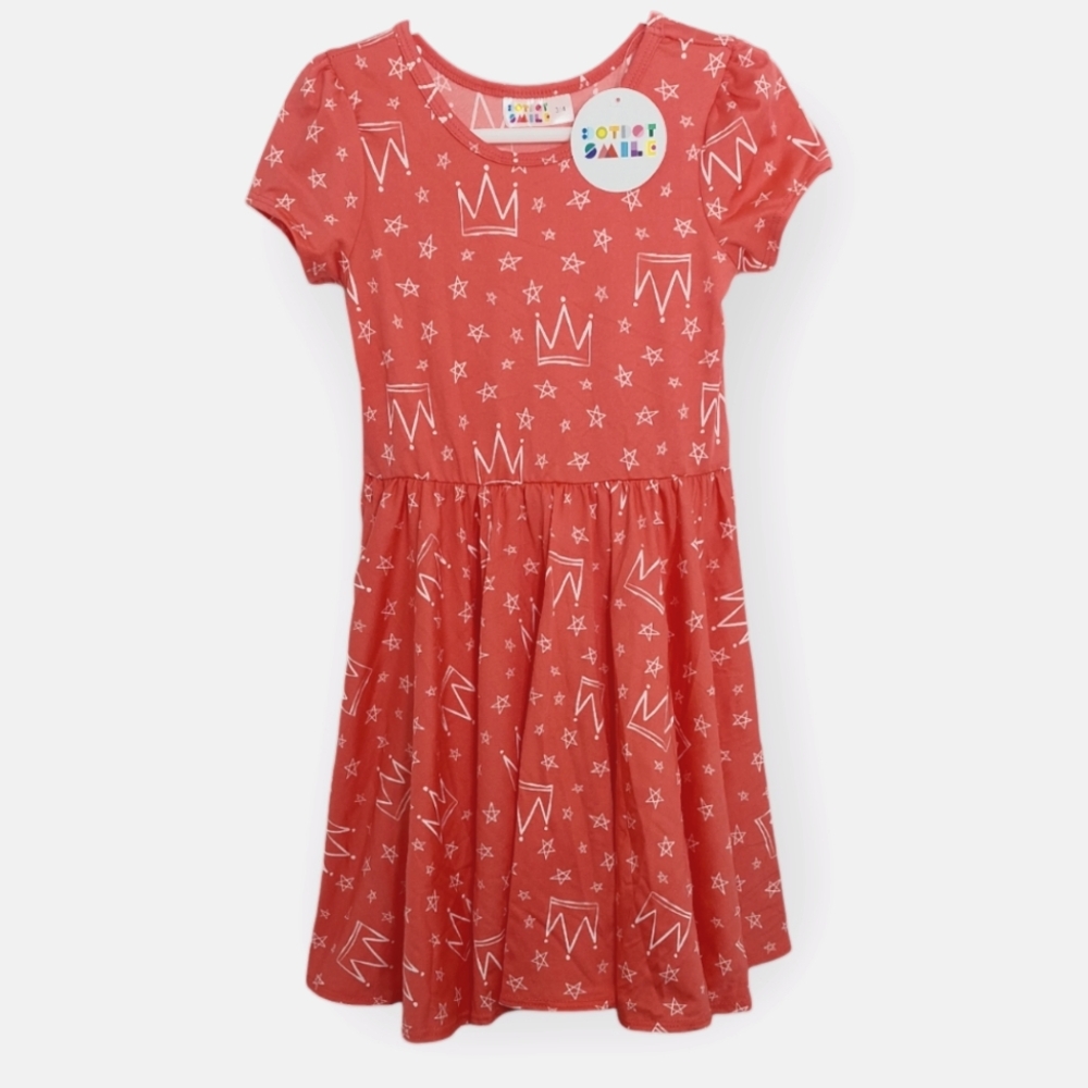 Dot Dot Smile Little Girls Size 3/4 Red Crowns Cap Dress Princess Crown